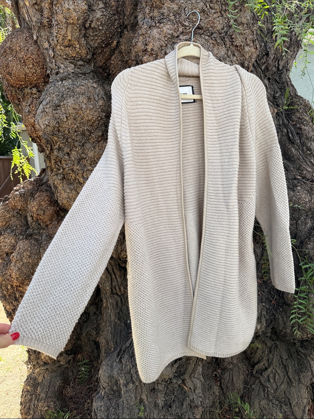 Cozy Open-Front Cream Knit Cardigan